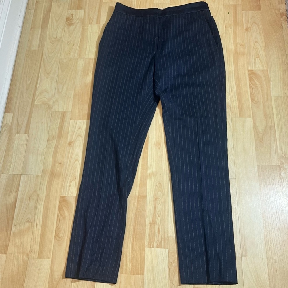 Sandro Womens Navy Pin Stripped Mid Rise Business Trouser Size 36